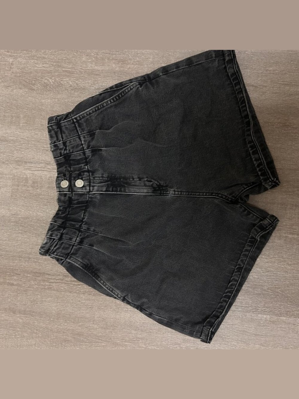 Dynamite Washed Black Denim Paperbag Waist High Rise Shorts Size S